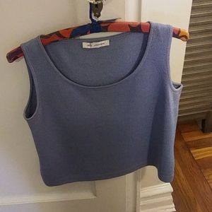 ST. JOHN'S KNIT SCOOP NECK SLEEVELESS CROP TOP, COLOR BLUE.Size-PETITE